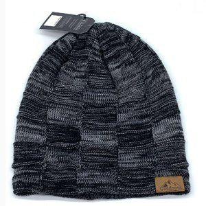 KB ETHOS BLACK ALTERNATE KNIT PATTERNED CABLE DESIGN BEANIE CAP SKI HAT WINTER